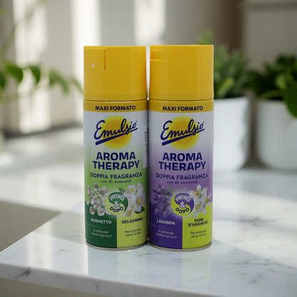 Emulsio Aromatherapy Lavanda & Fiori d’Arancio 350 ml – eko osvěžovač vzduchu s dvojitou vůní levandule a pomerančových květů, ideální pro domácnost se zvířaty