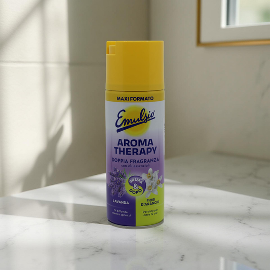 Emulsio Aromatherapy Lavanda & Fiori d’Arancio 350 ml – eko osvěžovač vzduchu s dvojitou vůní levandule a pomerančových květů, ideální pro domácnost se zvířaty