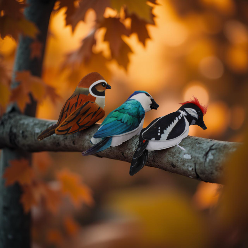 Zvuková hračka pro kočky – realistický ptáček se zvukem