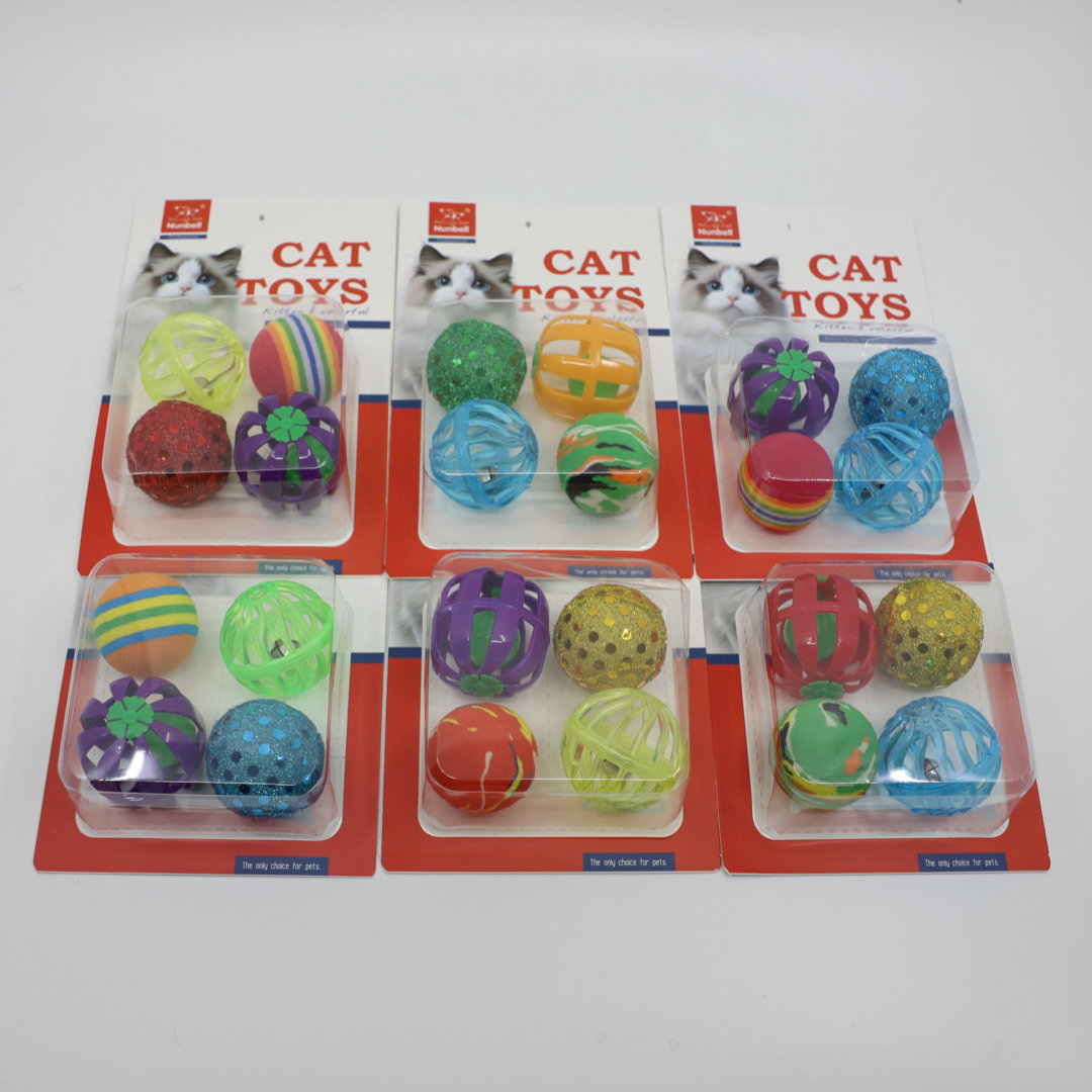 Sada 4 hravých míčků pro kočky
