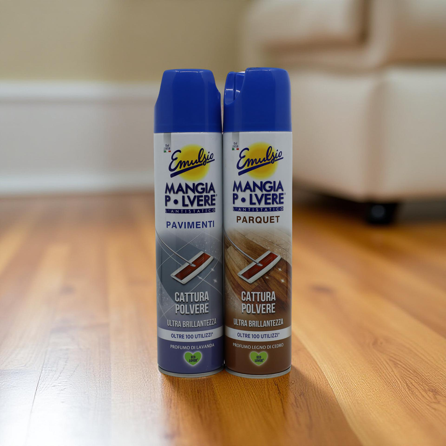Emulsio Mangia Polvere Parquet 4 in 1 – BIO čisticí sprej na dřevěné podlahy a parkety (300 ml)
