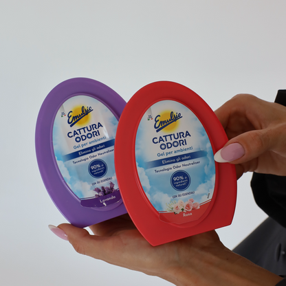 Emulsio Cattura Odori Lavanda 150 g – eko gel-osvěžovač vzduchu a pohlcovač pachů s vůní levandule, vhodný pro domácnosti se zvířaty
