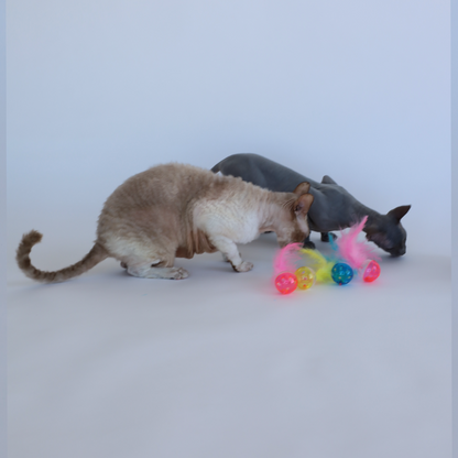 Fluffík - barevný míček s pírkem pro kočky