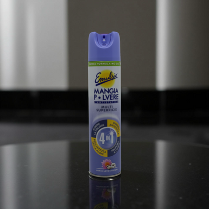 Emulsio Mangia Polvere Multi Superficie 4in1 Fiori di Loto & Cotone 300 ml – eko antistatický sprej na všechny druhy povrchů, ideální do domácností se zvířaty