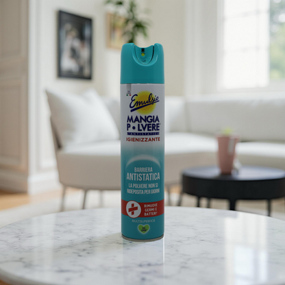 Emulsio Mangia Polvere Igienizzante Hi-Tech 300 ml – eko antistatický sprej na elektroniku a citlivé povrchy, šetrný k domácnostem se zvířaty