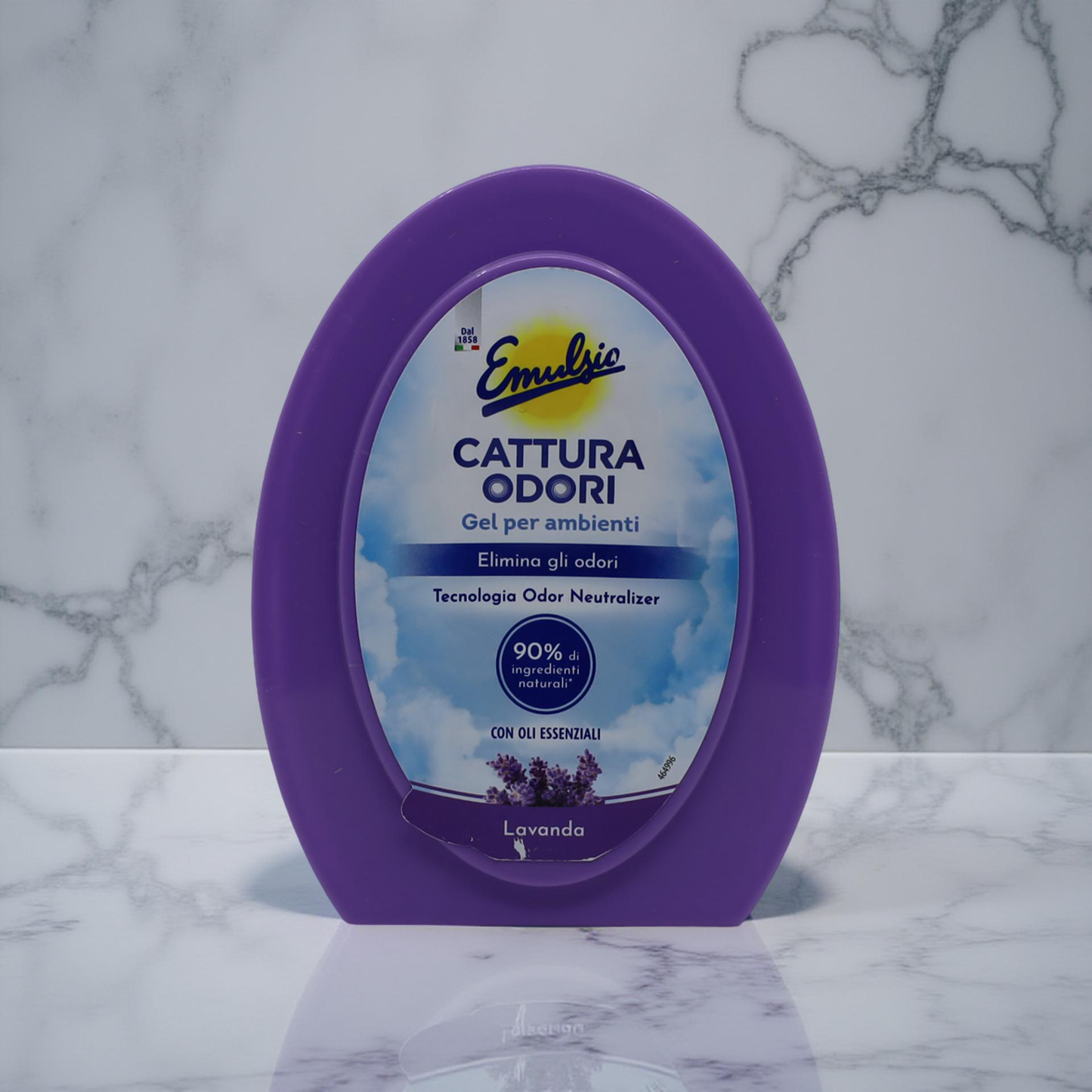 Emulsio Cattura Odori Lavanda 150 g – eko gel-osvěžovač vzduchu a pohlcovač pachů s vůní levandule, vhodný pro domácnosti se zvířaty