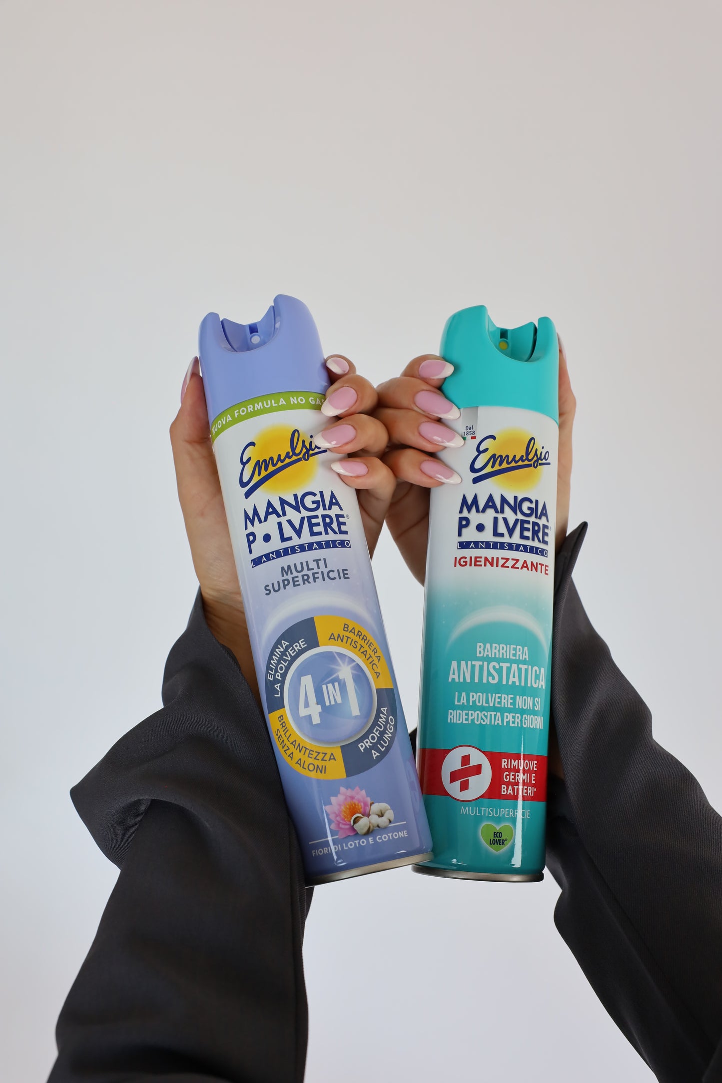 Emulsio Mangia Polvere Multi Superficie 4in1 Fiori di Loto & Cotone 300 ml – eko antistatický sprej na všechny druhy povrchů, ideální do domácností se zvířaty